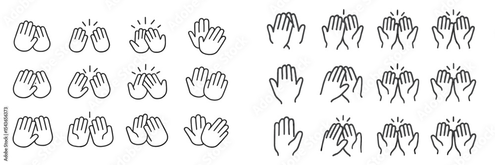 Aufkleber various hand gestures representing clapping and applause in a minimalistic style