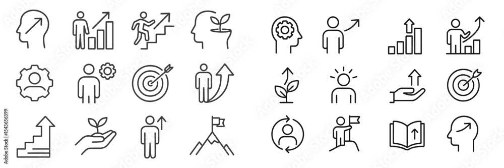 Aufkleber Visual representation of growth concepts showcasing various icons related to personal and professional development and success strategies