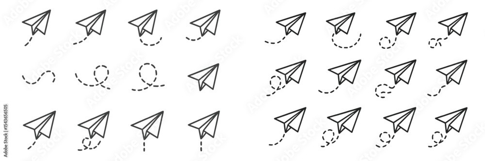 Aufkleber creative designs of paper airplanes in various flight patterns and orientations