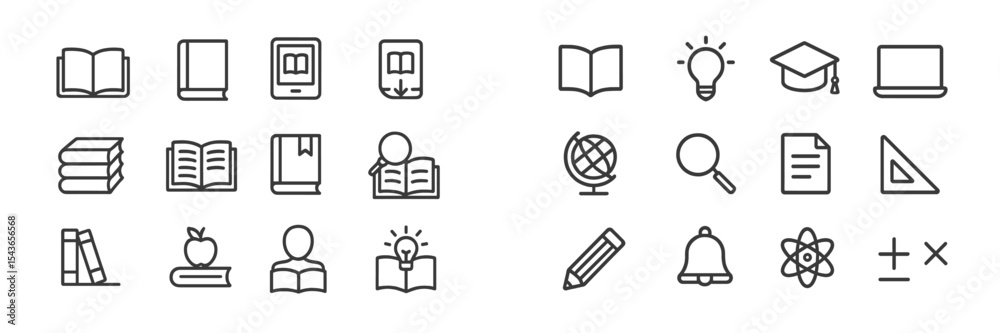 Poster Educational icons showcasing diverse learning tools and concepts for modern classrooms and online learning environments