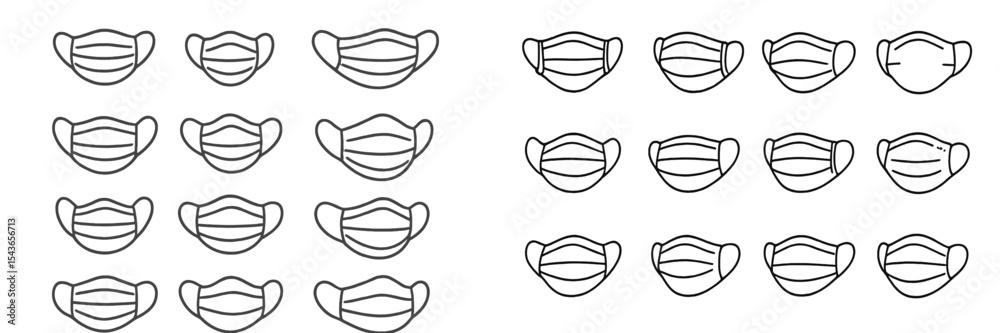 Aufkleber collection of various mask designs showing different styles and patterns arranged in neat rows for e