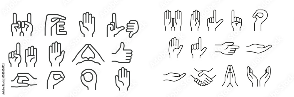 Poster Various hand gestures displayed in an illustrative format for communication and expression in a creative design setting