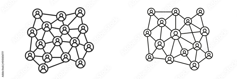 Leinwandbilder network interactions visualized through interconnected nodes and people in an abstract design format