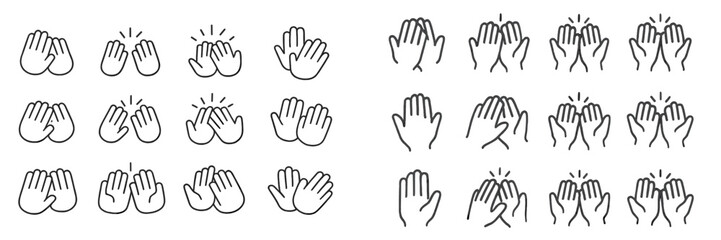 Obraz premium Different hand gestures displayed in a layout representing various expressions of applause and celebration