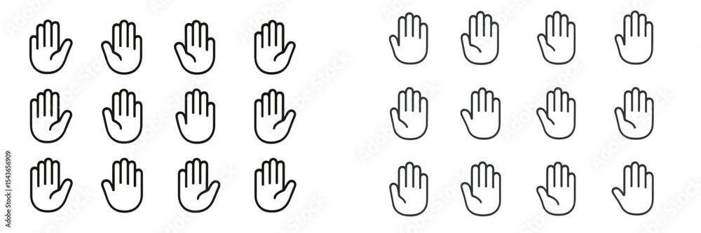 Aufkleber Pattern of hand illustrations displayed in two distinct styles on a simple background