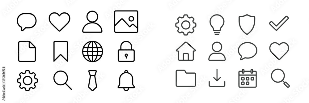 Poster Collection of simple line icons representing various activities and concepts suitable for digital design projects