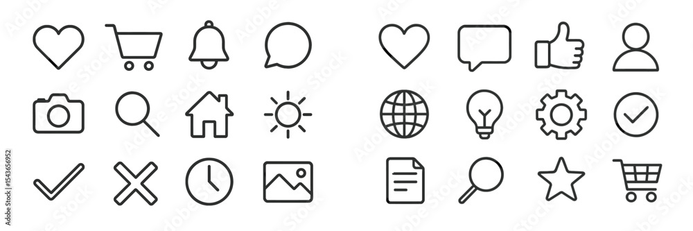 Aufkleber Collection of minimalist icons representing various concepts suitable for user interfaces and web design