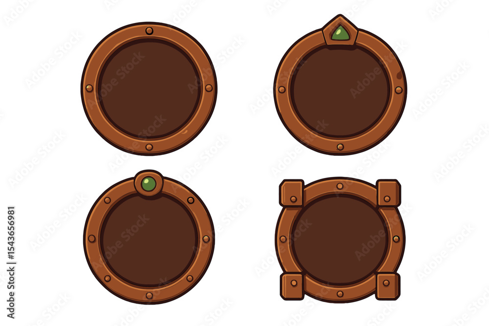 Poster Decorative wooden frames with empty centers suitable for design projects and game interfaces