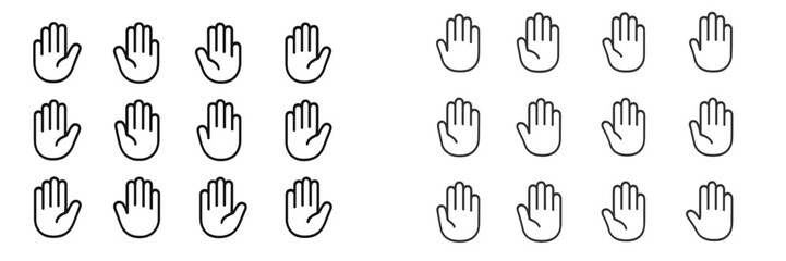 Fototapeta premium Pattern of hand illustrations displayed in two distinct styles on a simple background