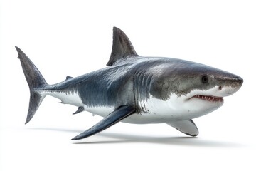 Obraz premium Great White Shark on White Background