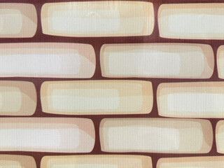 Close up of beige yellow brickwall with red grouts. Seamless background texture.