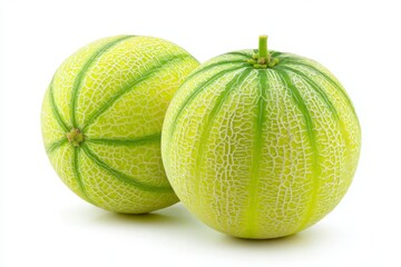 Two Round Melons on White Background