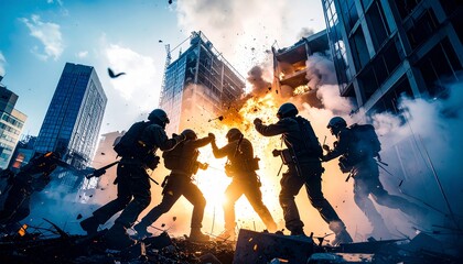 ビルを攻める兵隊