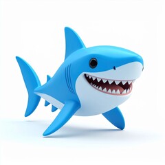 Smiling Blue Cartoon Shark 3D Render