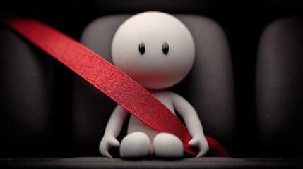 This stick figure secures their seatbelt, highlighting responsible behavior and the importance of safety measures on the road.
