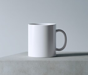 Obraz premium Empty white mug on a grey surface