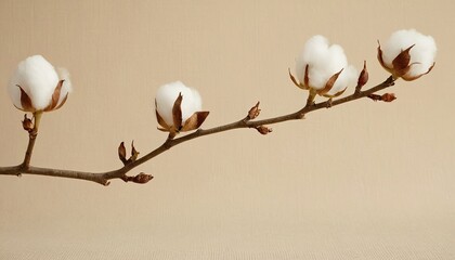 Cotton flowers on cotton cloth
