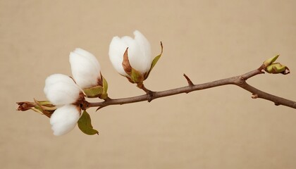Cotton flowers on cotton cloth
