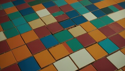 A mosaic of different colored squares
