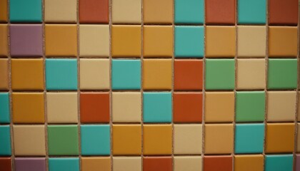 A mosaic of different colored squares
