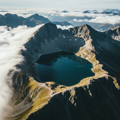 mountain lake in winter