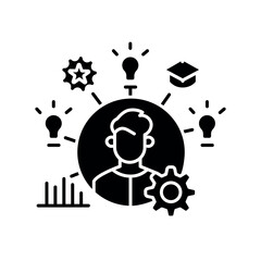 assessment student knowledge level black flat icon for digital and print projects.