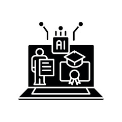 personalized learning students black flat icon for digital and print projects.