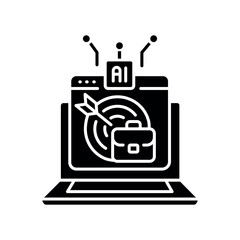 matching educational programs career goals black flat icon for digital and print projects.