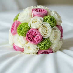 wedding bouquet with pink roses
