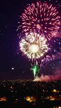 Drone View of Local Fireworks Show