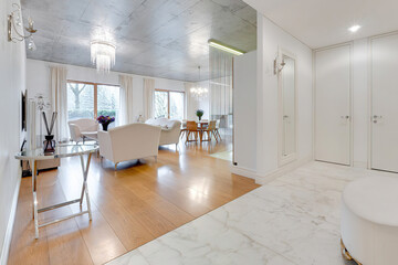 modern luxury dining room interior, 3d render