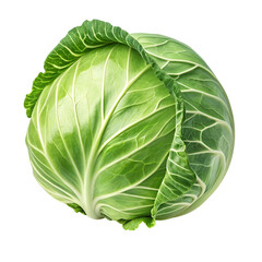 Obraz premium Fresh Green Cabbage Head Isolated on Transparent PNG