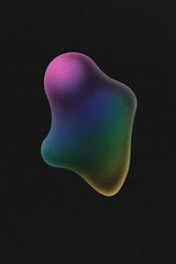 Colorful abstract shape floating against a black background displaying smooth gradients and vibrant hues