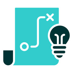 Strategy Idea - Dual Tone Glyph Silhouette Icon - planning document with a lightbulb, symbolizing a tactical idea or innovative strategy