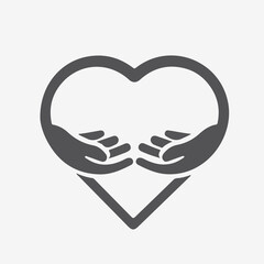 Hands with heart logo. Heart in hands

