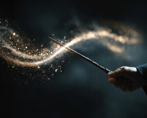 A hand casting magical sparkles with a wand.