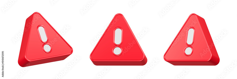 Poster alert sign triangle button 3d rendering
