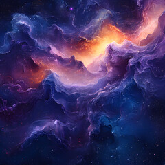 Cosmic nebula with glowing stars and energy in deep space high resolution picture