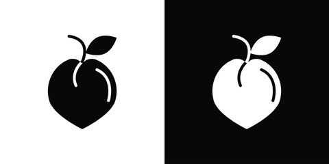Peach icon collection. line stroke icon. EPS 10