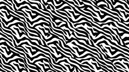 Detailed close up of a black and white zebra pattern with irregular stripes and organic shapes design