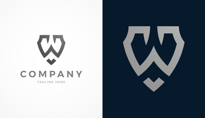 Initial Letter W Shield Logo Design, Stylish letter W form a Shield icon, usable for brand and company logos, vector illustration