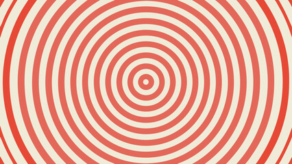 Concentric circles of red and off white create a hypnotic pattern that draws the eye inward to the center