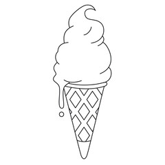 Delicious sweet ice cream in a cone vector