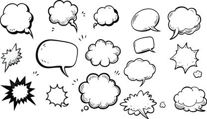 set of hand drawn ink splashes