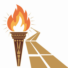 Burning Torch Symbol of Success Bright Future Path Road to Achievement Journey Progress Inspiration Leadership Victory Goal Ambition Hope Flame Light Guiding Star Forward Movement Golden Road to      