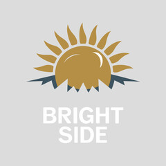 Golden Sun Rising Over Mountains Bright Side Logo Design Graphic Illustration Vector Art Sunrise Nature Peaceful Optimism Hopeful Positive Energy Inspirational Symbolism Abstract Minimalist Style     