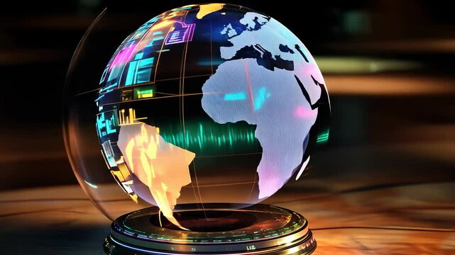 Futuristic globe in glass orb