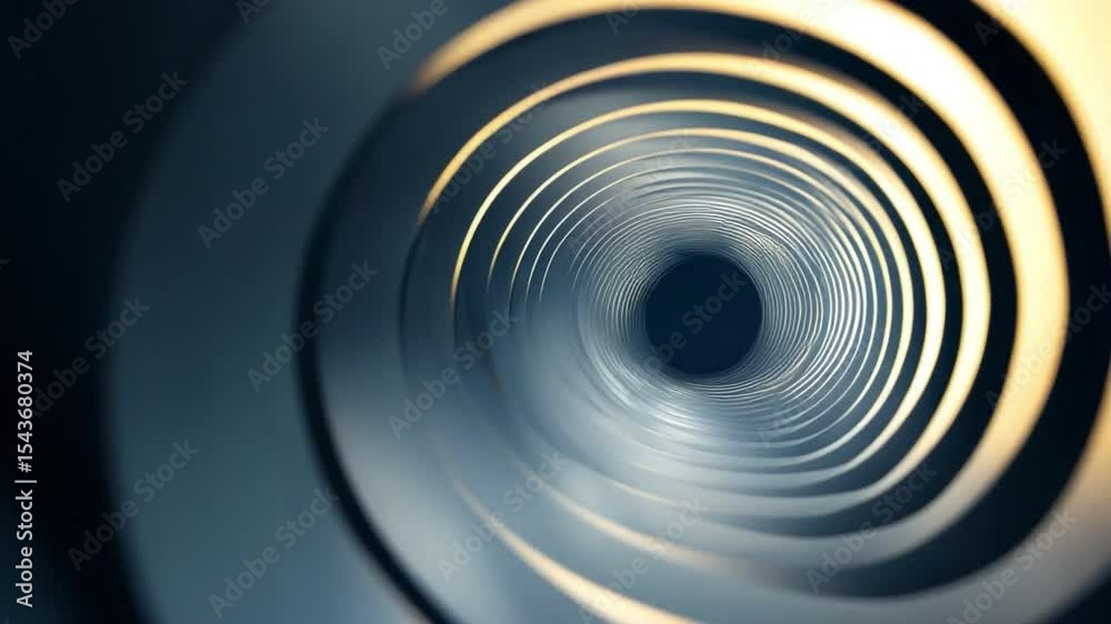 Poster hypnotic metallic tunnel: a captivating abstract tunnel formed by concentric metallic rings draws th