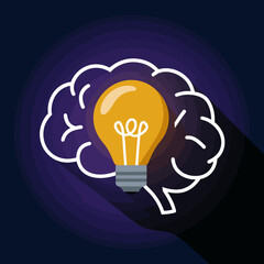 Brilliant Idea Concept Illumination Lightbulb Brain Creativity Inspiration Innovation Thinking Mind Design Graphic Vector Illustration Business Strategy Solution Problem Solving Smart Intelligence    