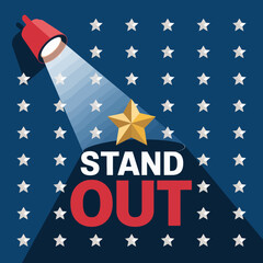 Spotlight Success Stand Out Gold Star Achievement Business Motivation Inspiration Leadership Goal Success Strategy Vision Unique Design Graphic Illustration Marketing Advertising Template Background  